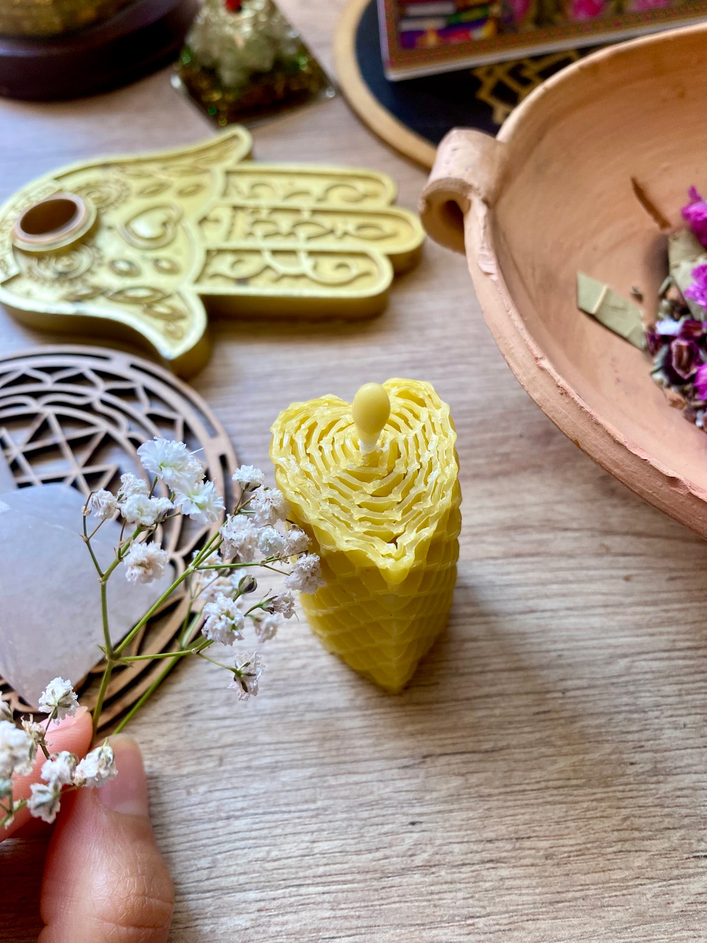 Velas de miel en forma de corazón