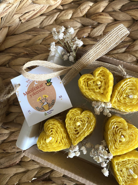 Velas de miel en forma de corazón