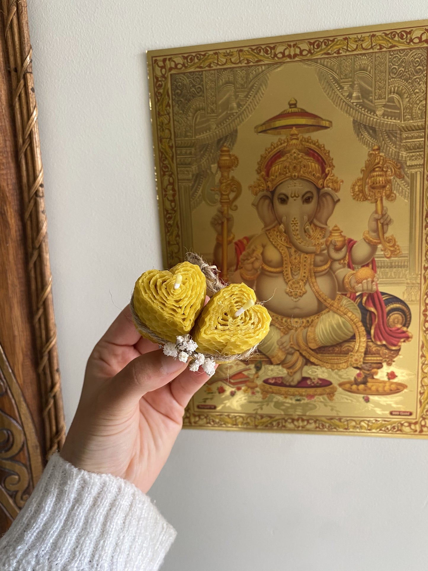 Velas de miel en forma de corazón