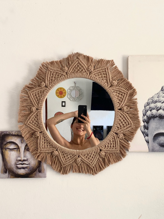 Espejo tejido en macramé - home deco
